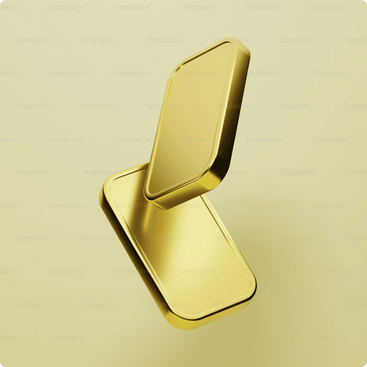 Golden metal bars on beige background